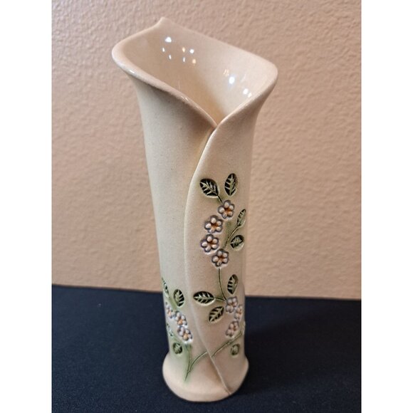 Mountain Medows Pottery Bud Vase Forget Me Not Flower Signed - Picture 1 of 6